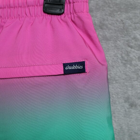 Chubbies Swim Trunks Shorts Mens Size Medium Pink Blue Palm Tree Ombre Quick Dry - Picture 4 of 10